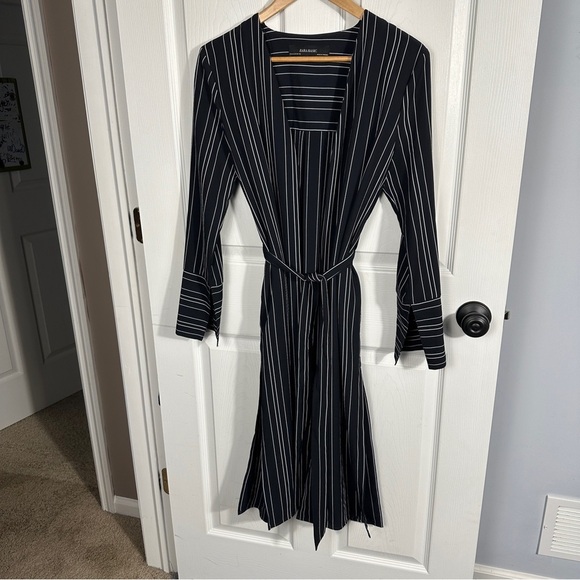Zara striped duster/longline wrap/cardigan, striped, tie waist. Size M. Stunning - Picture 4 of 11